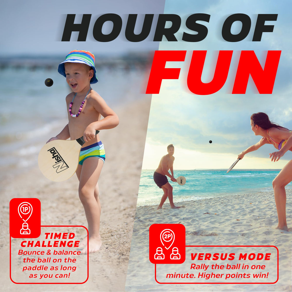 Nisha paddle ball set paddle grips designed for comfortable play.