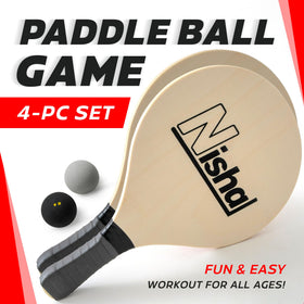 Nisha paddle ball set rackets with wood handles and non-slip grips.