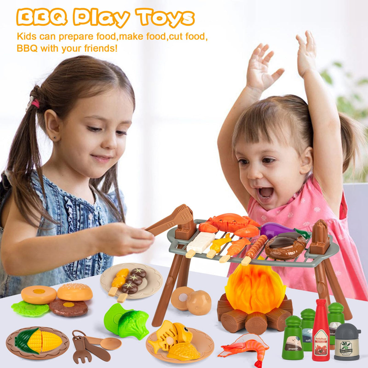 NisKaqsn barbecue grill playset, helps simulate outdoor cooking fun.