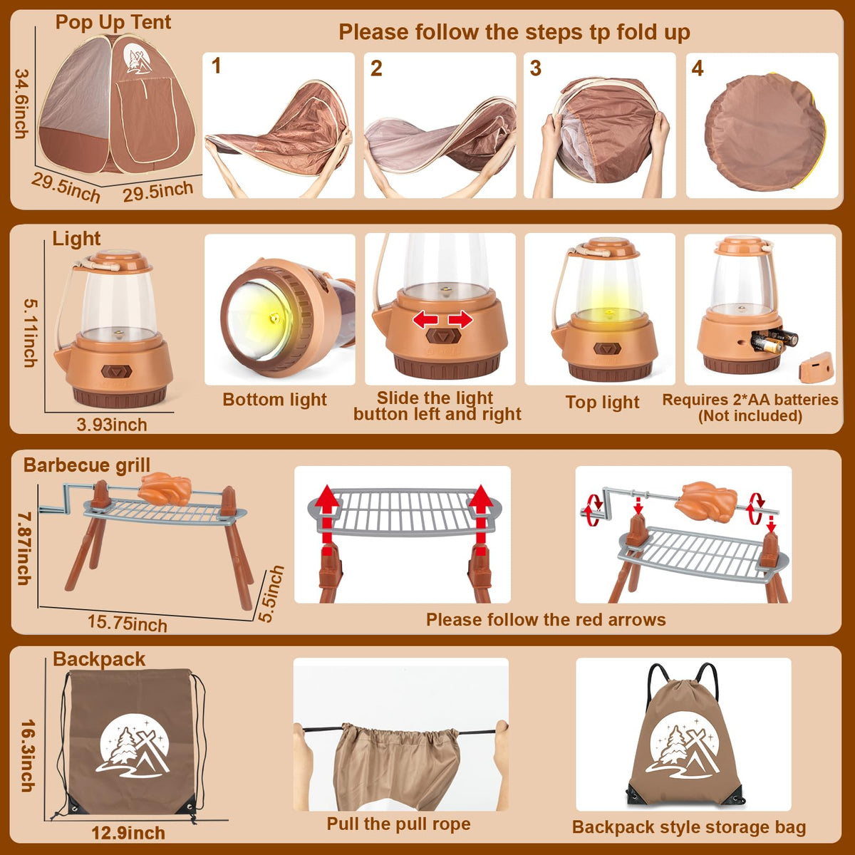 NisKaqsn indoor outdoor kids camping play, encourages versatile pretend play.