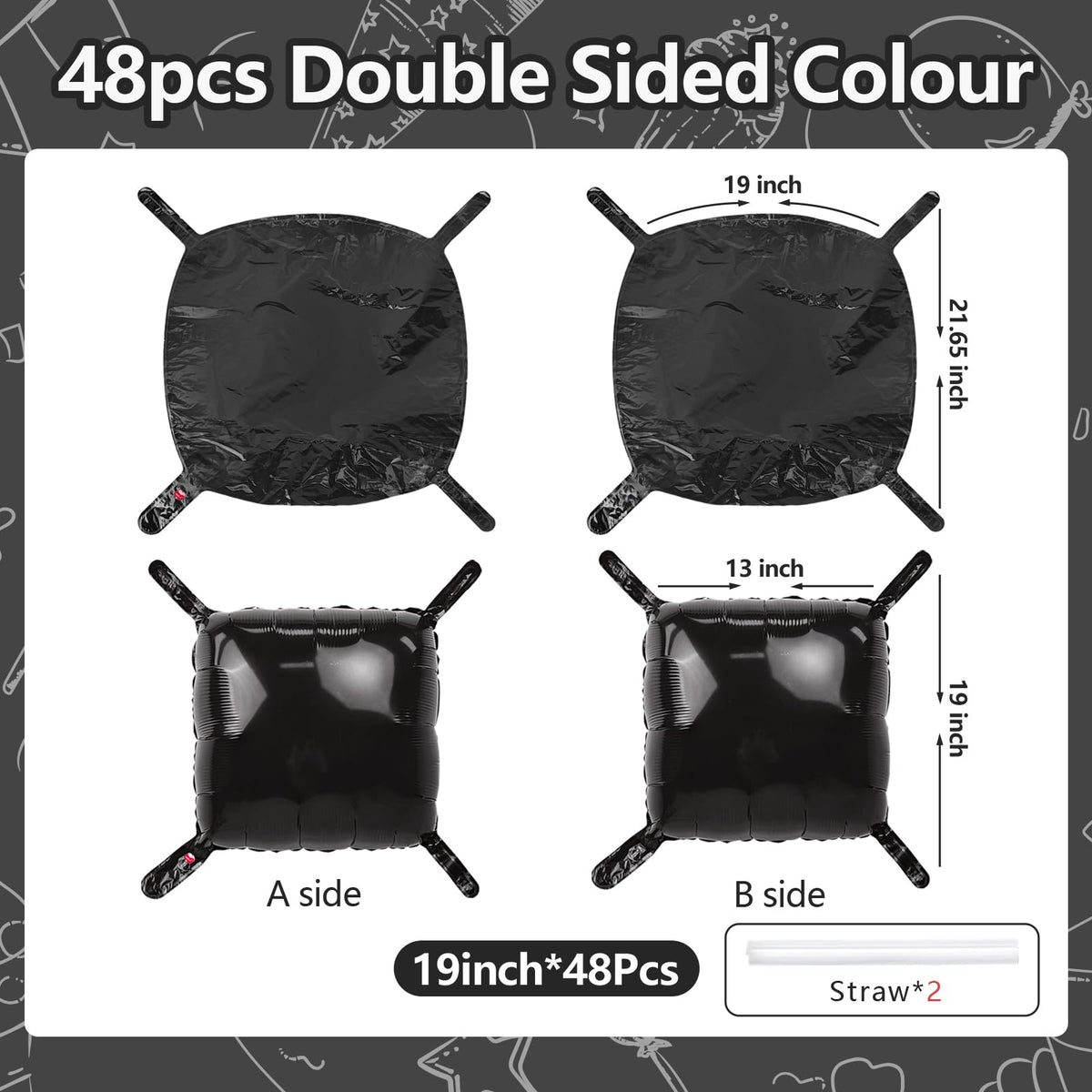 NISOCY double-sided black square balloons create bold arches and tunnels for events.