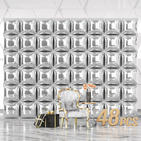 NISOCY silver foil square balloon wall 19x19 inches for a bold backdrop.