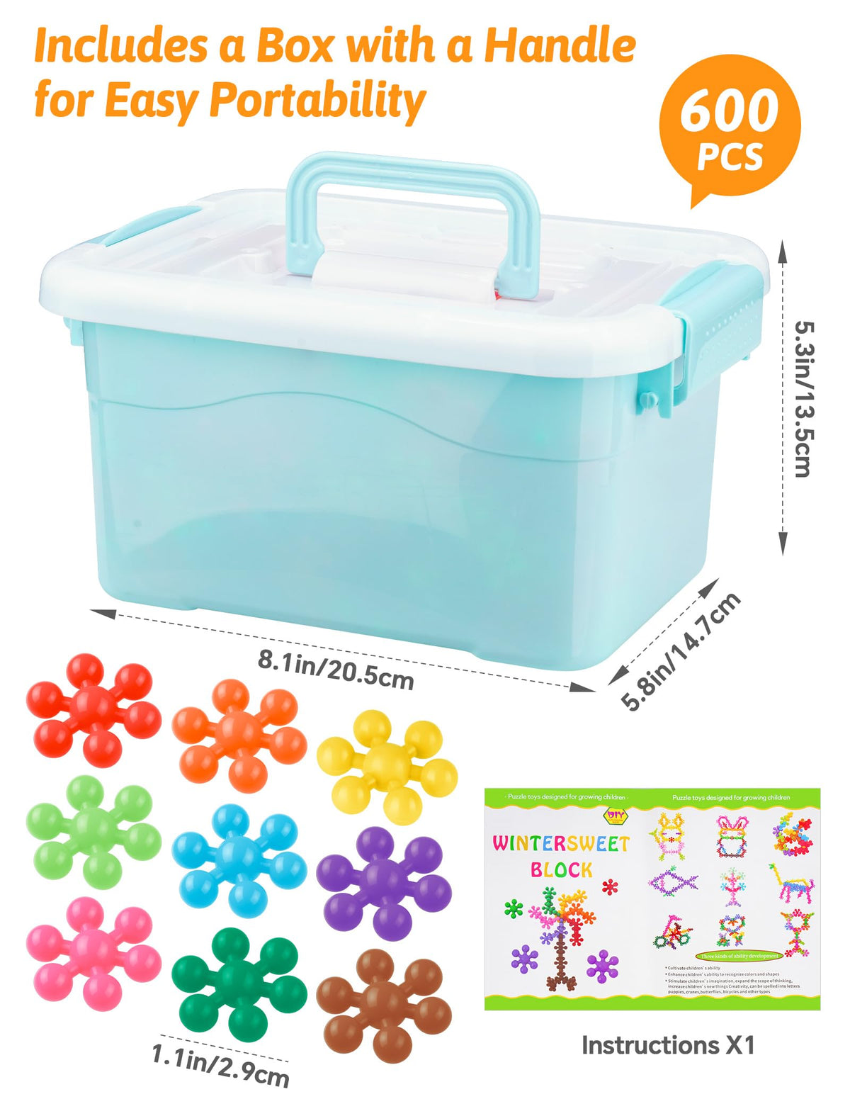 NiToy building bricks closeup: interlocking bricks encourage fine motor skills and spatial awareness.