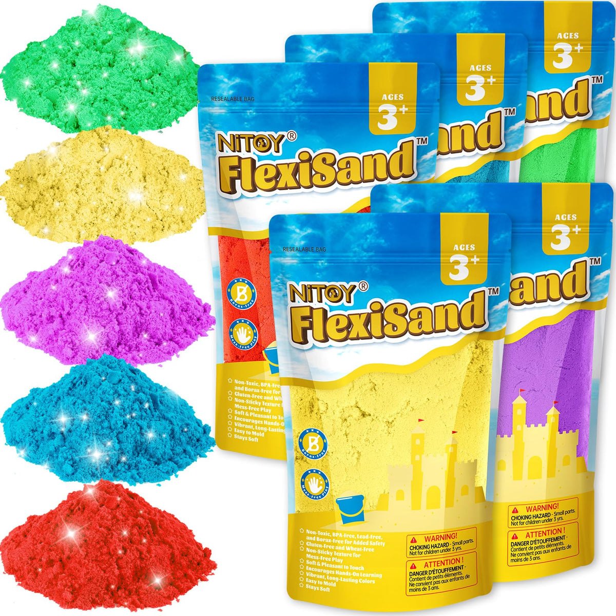 NiToy FlexiSand 11lb bulk pack for endless creative play and organized storage.