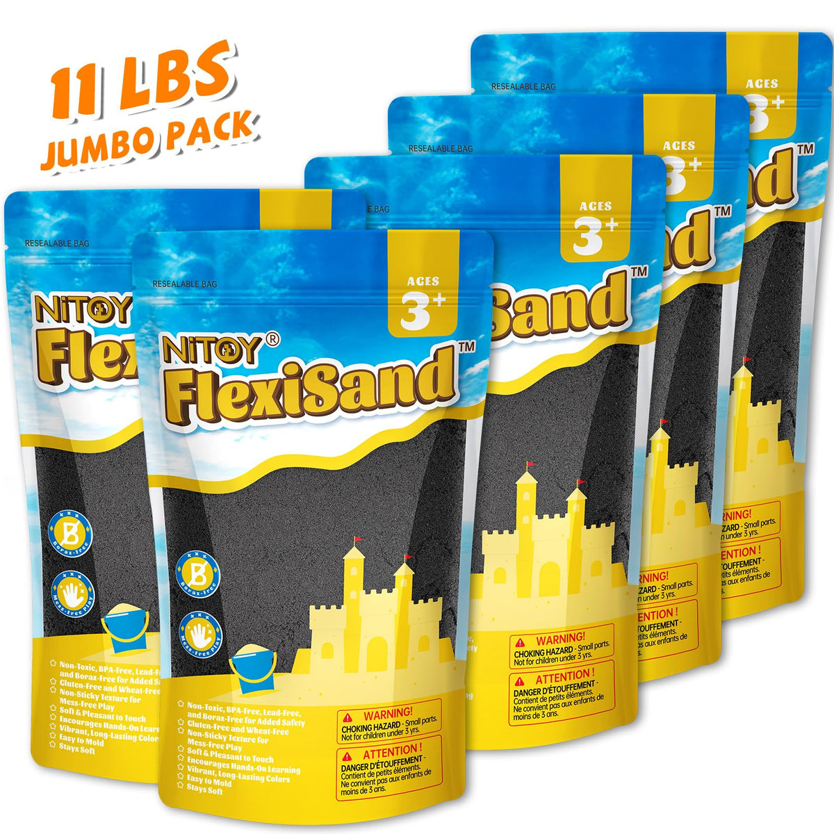 NiToy FlexiSand color packs organized for quick setup