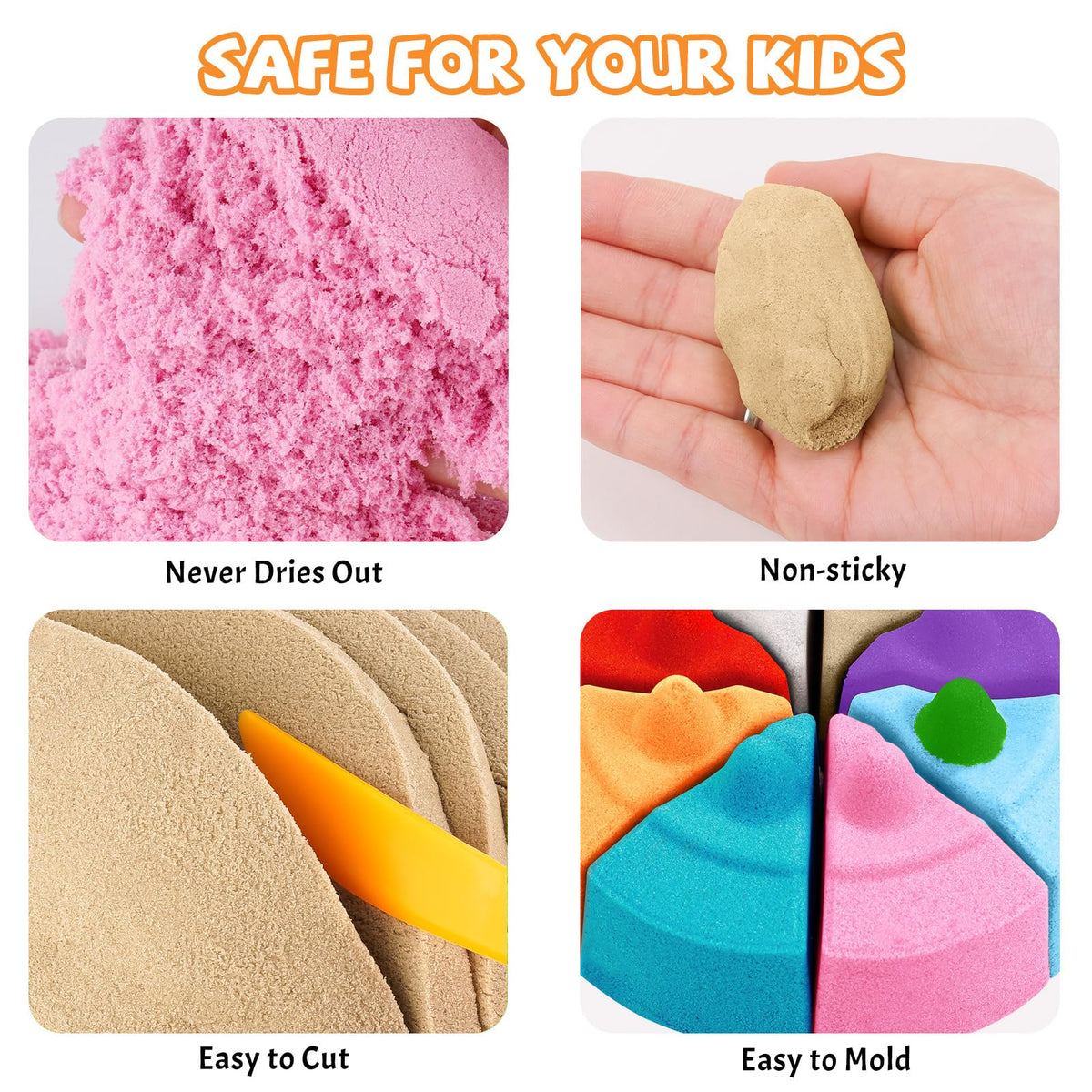 NiToy FlexiSand color palette highlights pastel hues for themed sculpting sessions.