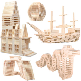 NiToy wooden plank blocks assembly promotes stable 3D constructions for creative play.