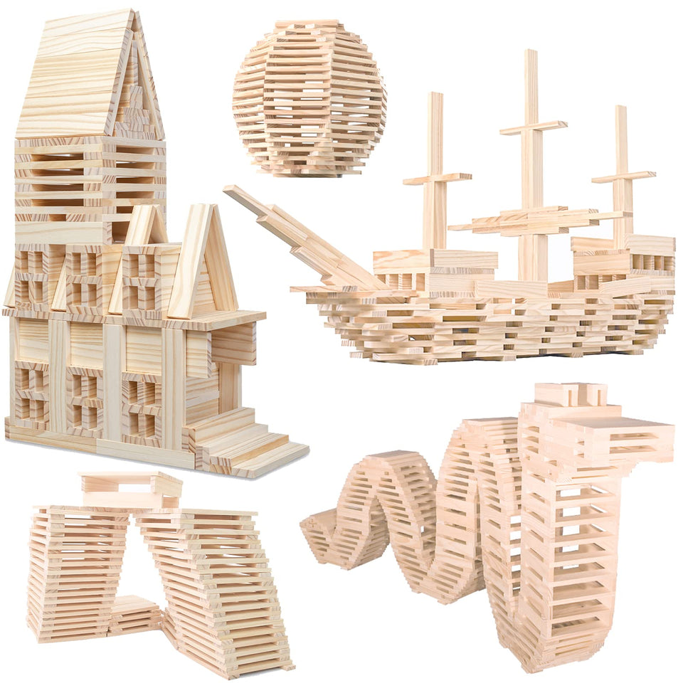 NiToy wooden plank blocks assembly promotes stable 3D constructions for creative play.
