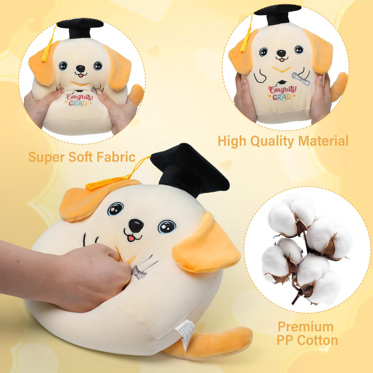 NIUBEHOHO class of 2026 dog plush compact size ideal for shelves and backpacks