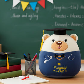 NIUBEHOHO fade-resistant embroidery on bear, long-lasting color for grads.