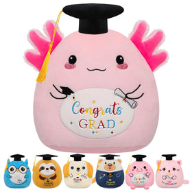 NIUBEHOHO graduation axolotl plush with cap for kindergartners' celebrations and cuddles