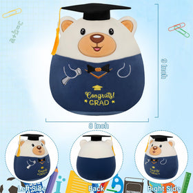 NIUBEHOHO blue gown bear with cap and tassel, perfect graduate gift.