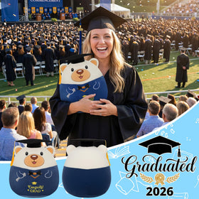 NIUBEHOHO graduation bear close-up with diploma and crisp embroidery.