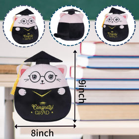 NIUBEHOHO graduation cat plush with glasses adds personality to desks.