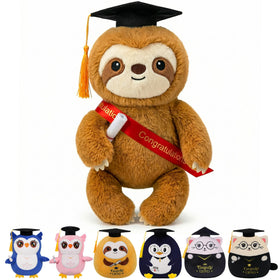 NIUBEHOHO graduation sloth with cap sits on a desk for graduation decor.