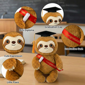 NIUBEHOHO graduation sloth serves as a playful photo prop.