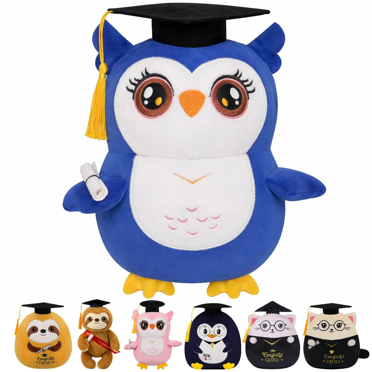 NIUBEHOHO owl graduation plush with cap and diploma, a charming 2026 graduate keepsake