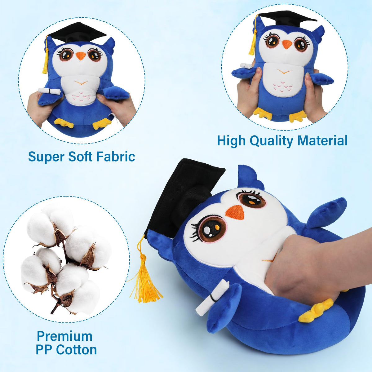 NIUBEHOHO owl plush with diploma as a 2026 keepsake for ceremonies