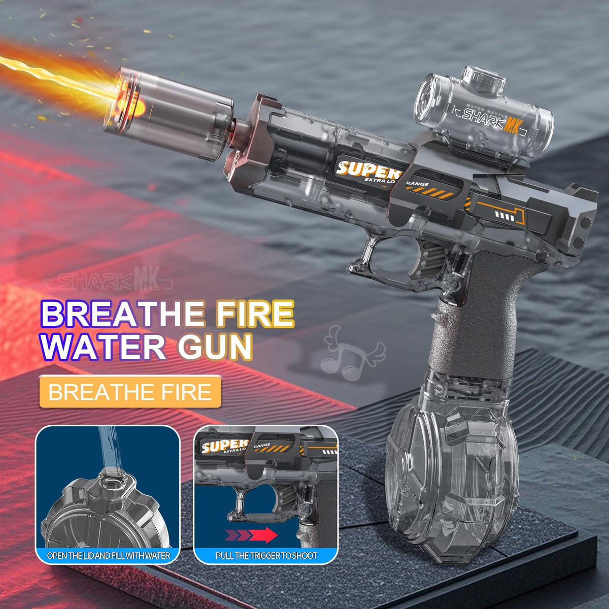 NIUBI electric water gun with large-capacity tank for longer play.