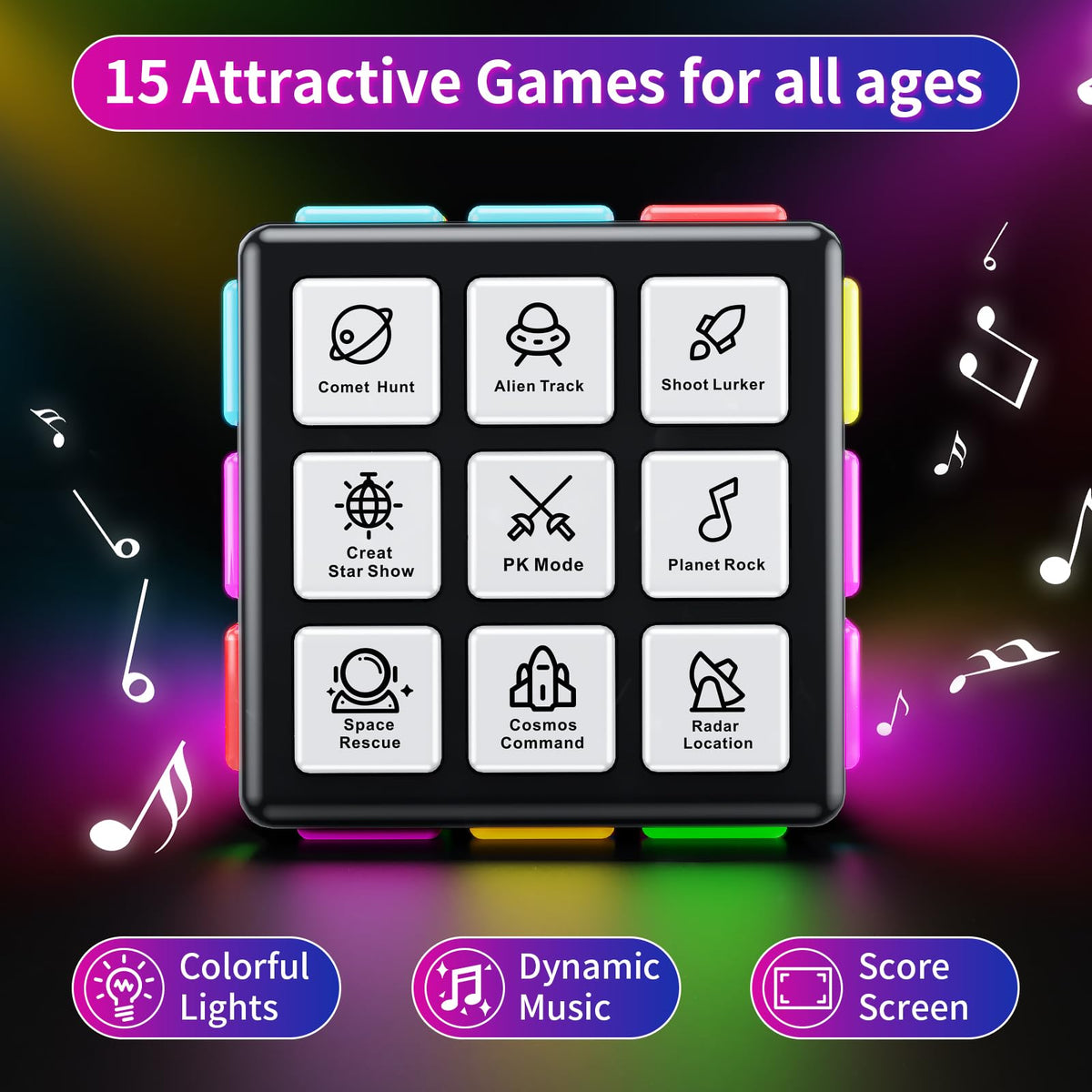 Niufunmal score-screen on puzzle cube highlights competitive play and family challenges