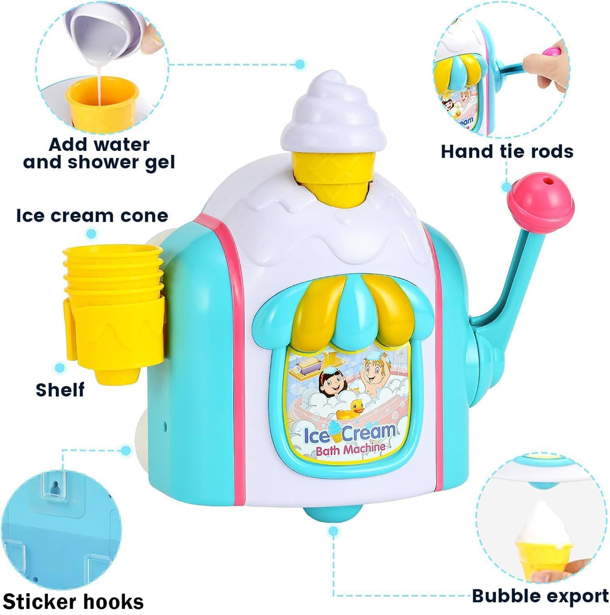 Niulife imaginative ice cream play bath toy promotes color recognition