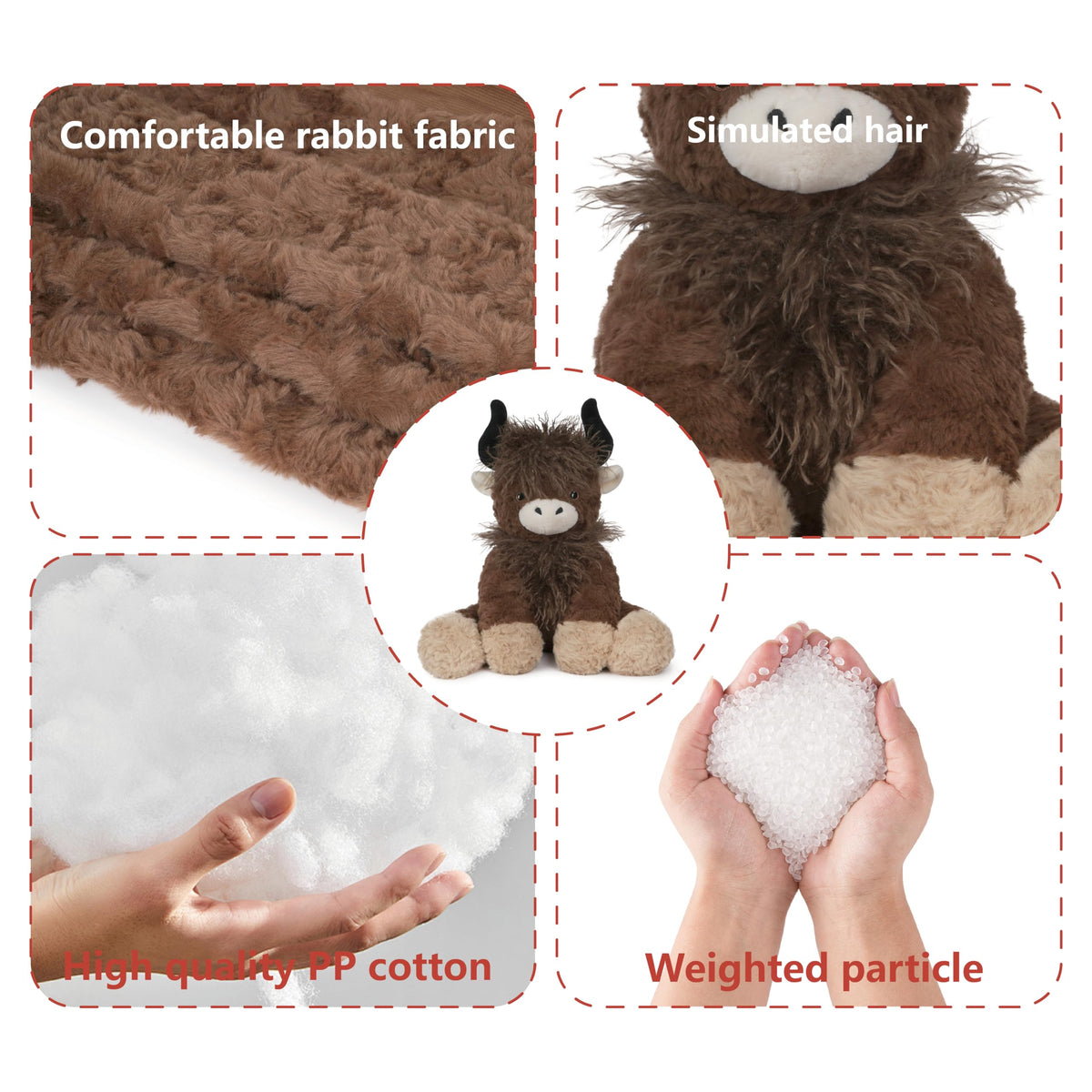Niuniu Daddy Highland Cow plush in relaxed pose for adults comfort