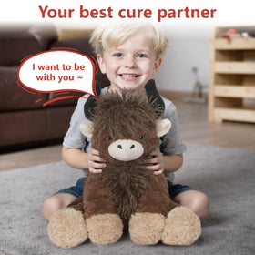Niuniu Daddy Highland Cow plush close-up shows soft mink fur for cozy play