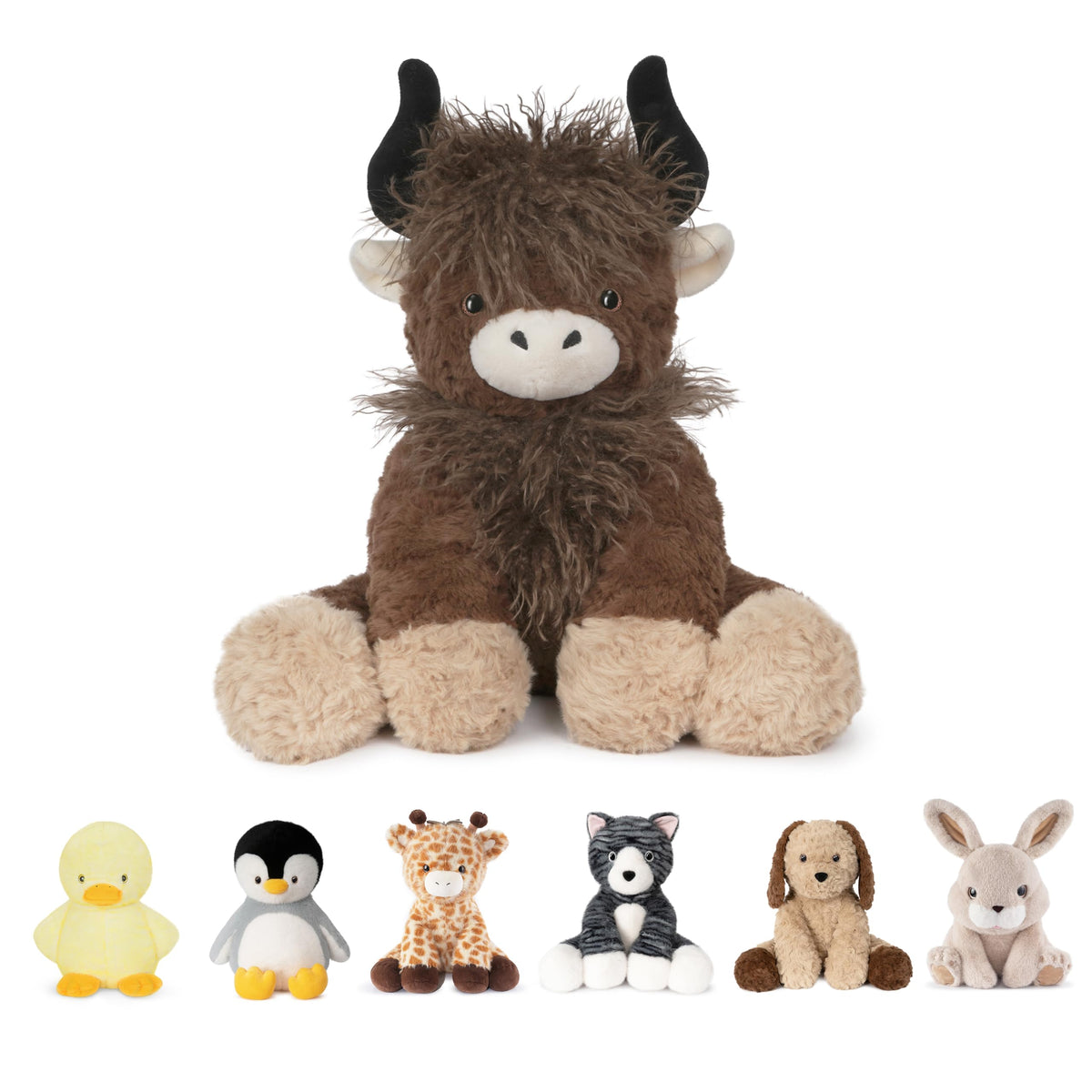 Niuniu Daddy 14-inch weighted Highland Cow plush sitting for comforting hugs