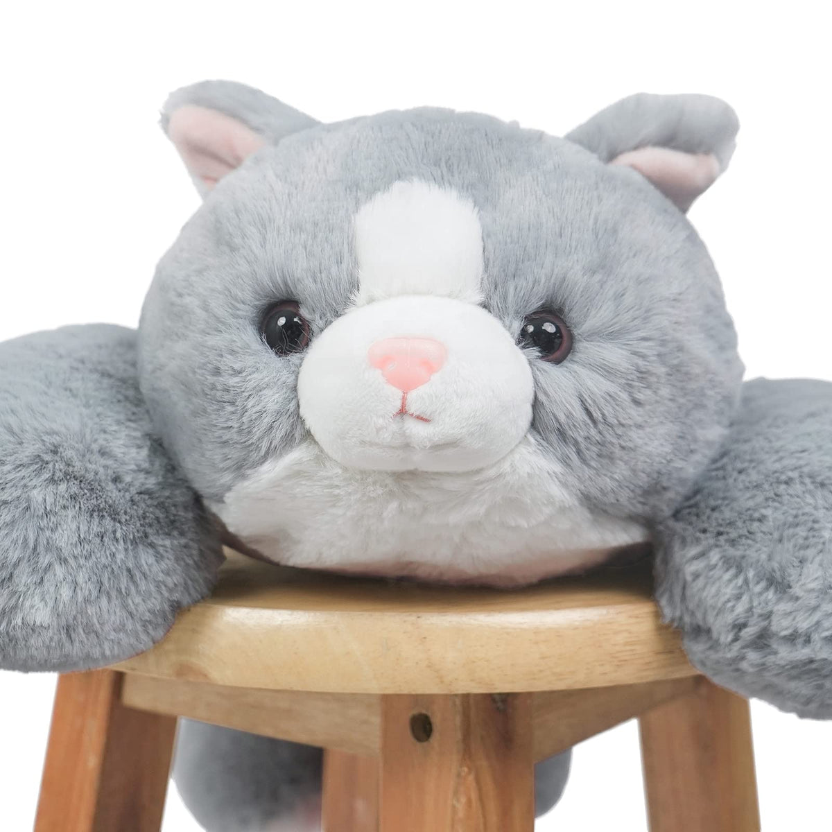 Niuniu Daddy weighted cat plush side view designed for cozy cuddling at bedtime.