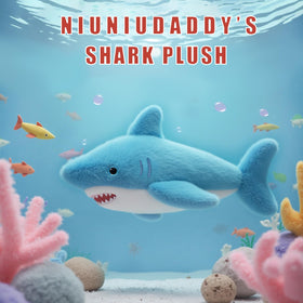 Niuniu Daddy 23-inch shark plush as a comforting travel companion.