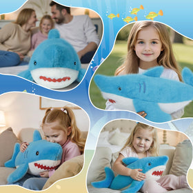 Niuniu Daddy 23-inch shark used as cozy home decor and cuddle buddy.