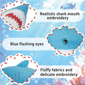 Niuniu Daddy weighted shark plush shows soft fur details for cuddling.