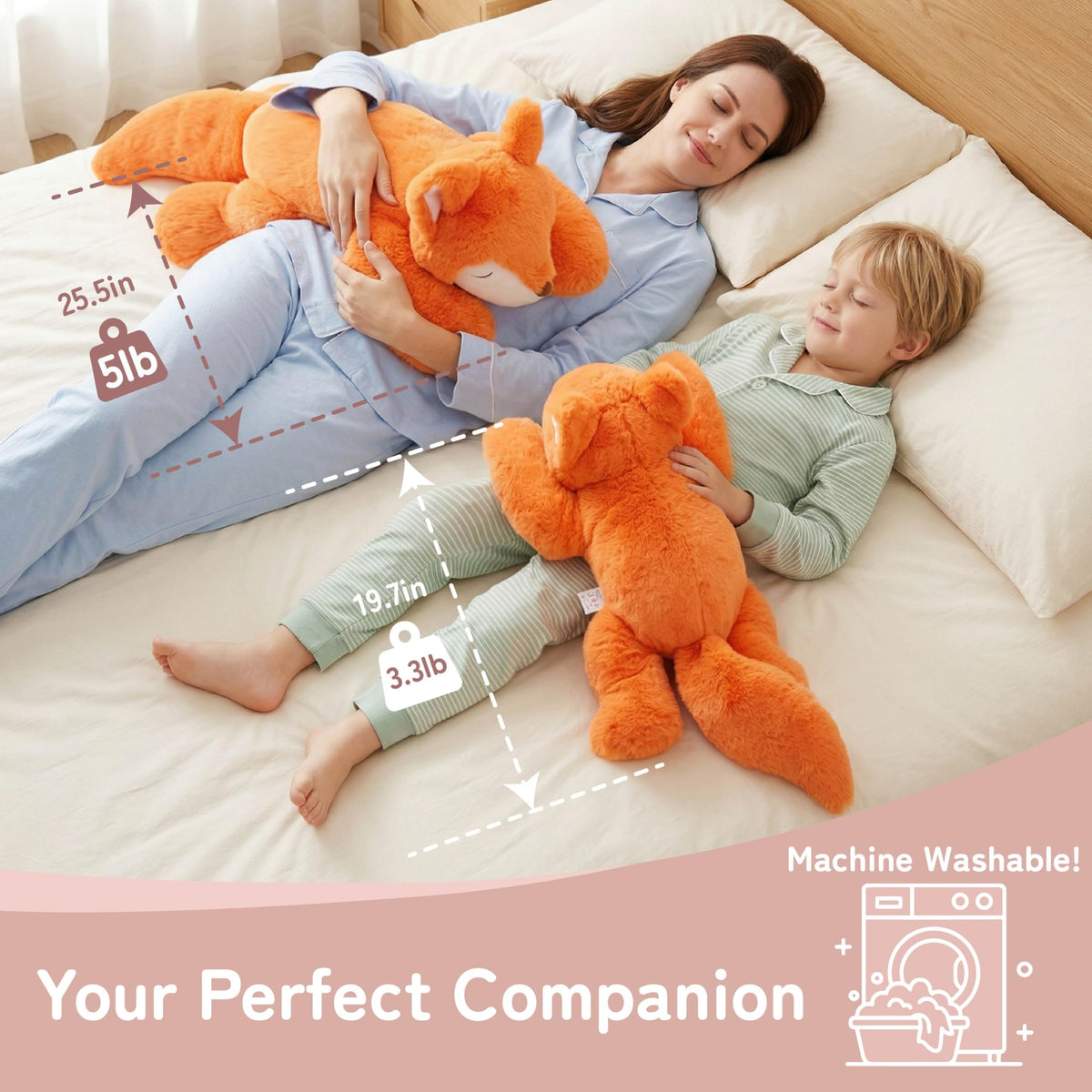 Niuniu Daddy Fox weighted plush CPC-certified safety for gentle use.