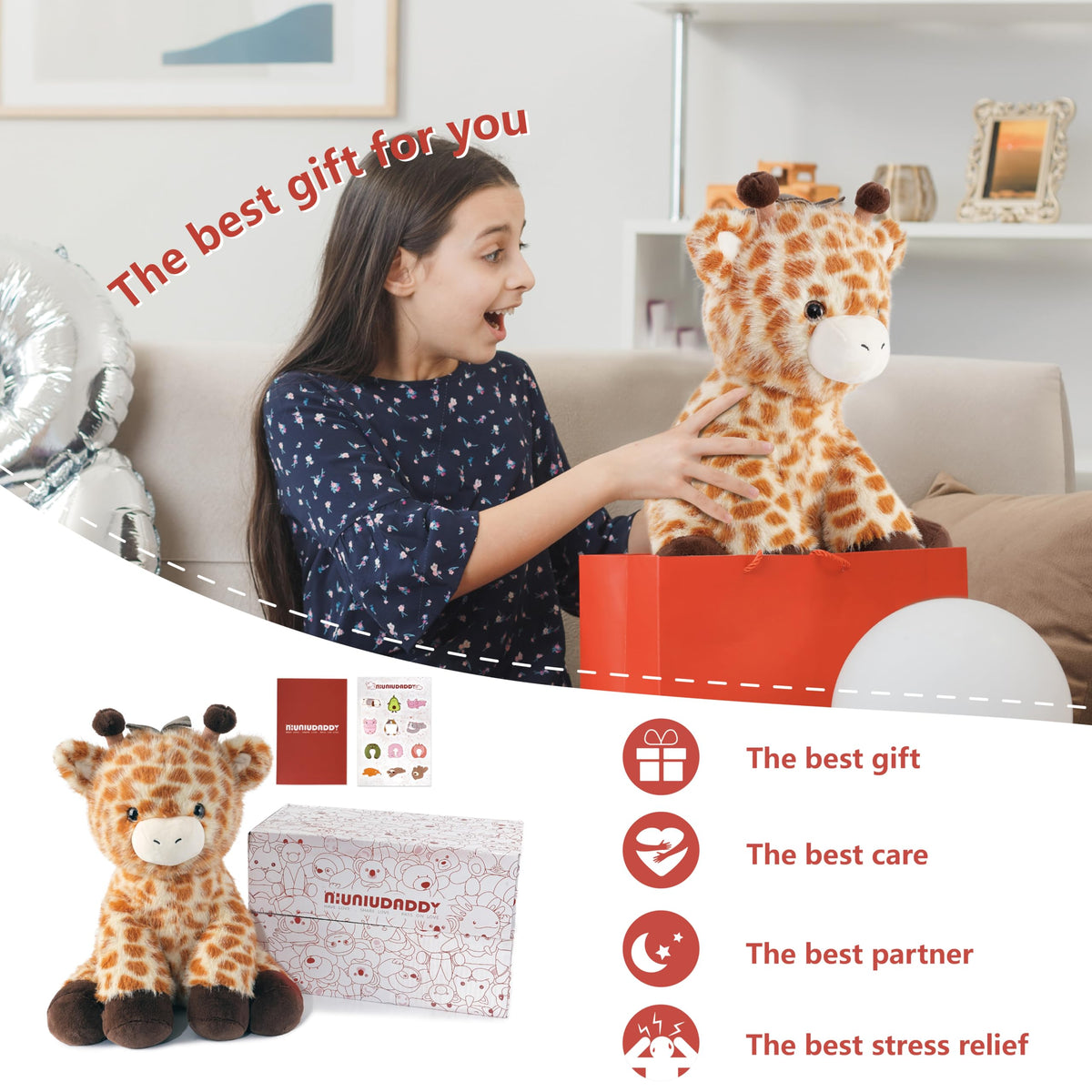 Niuniu Daddy handmade weighted giraffe toy with durable stitching