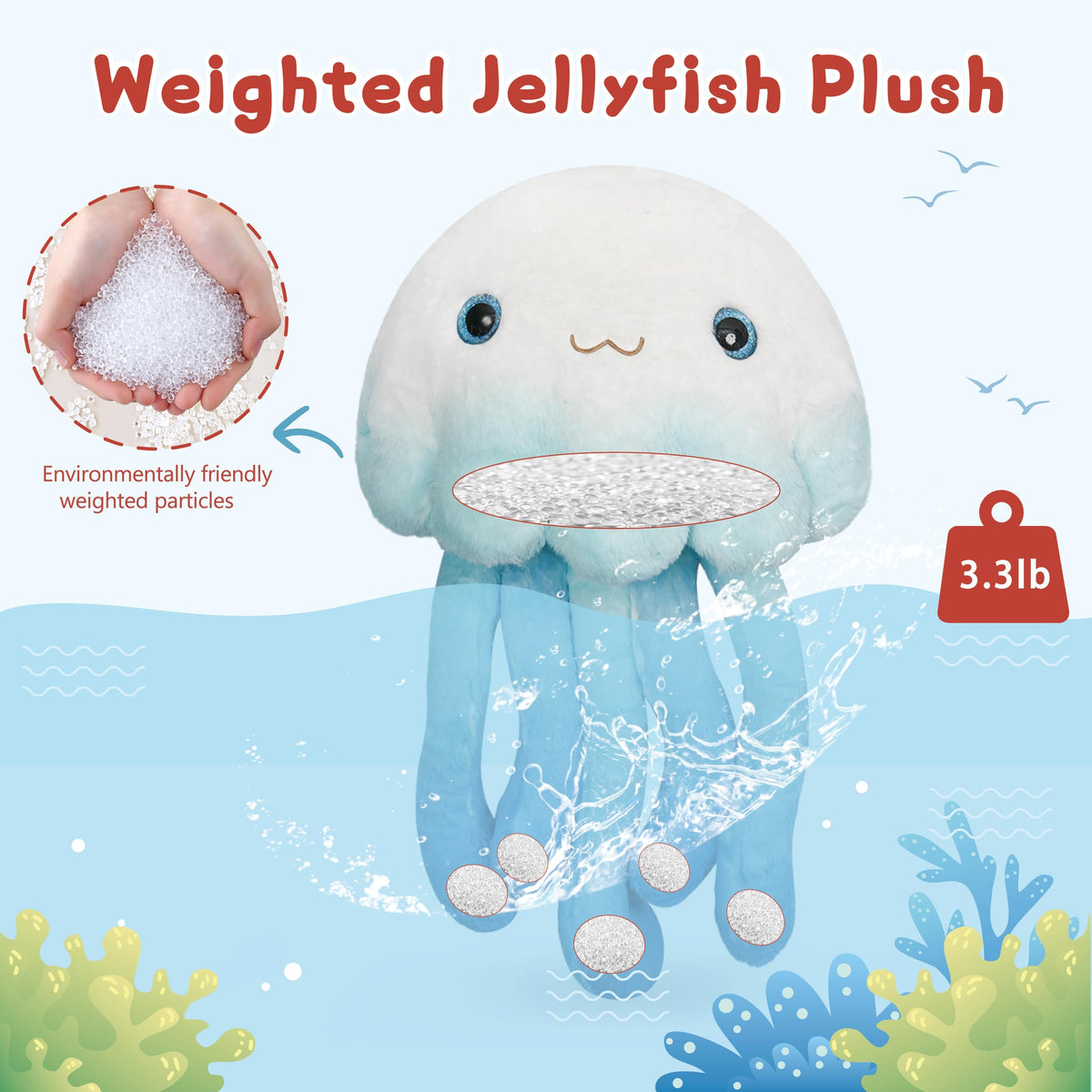 Niuniu Daddy jellyfish plush suitable for kids and adults during calm time.