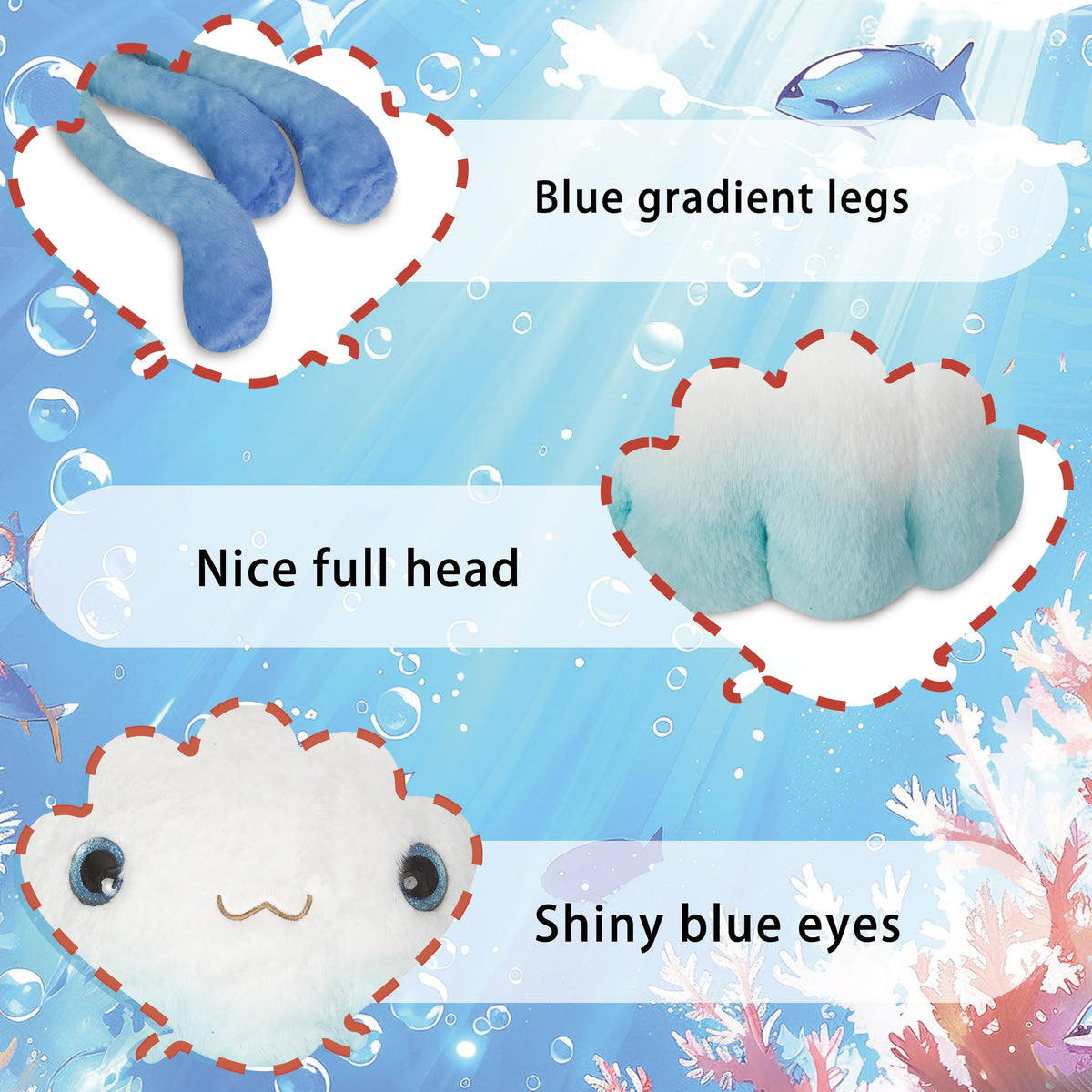 Niuniu Daddy jellyfish plush uses non-toxic materials and safety eyes.