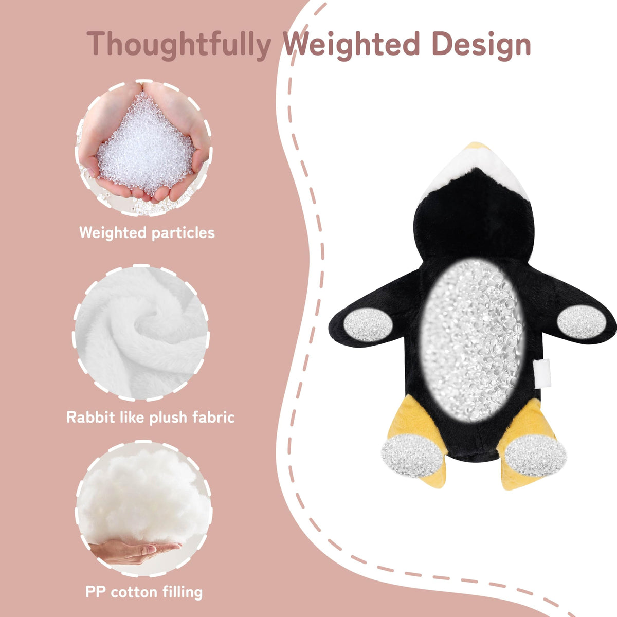 Niuniu Daddy Leopard design weighted plush emphasizes even distribution for calming tactile cues