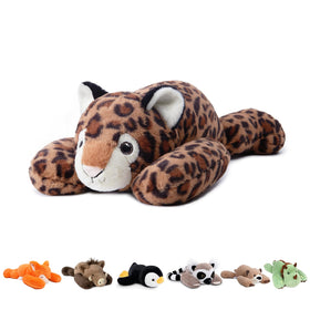 Niuniu Daddy Leopard weighted plush in full view for a soothing hug.