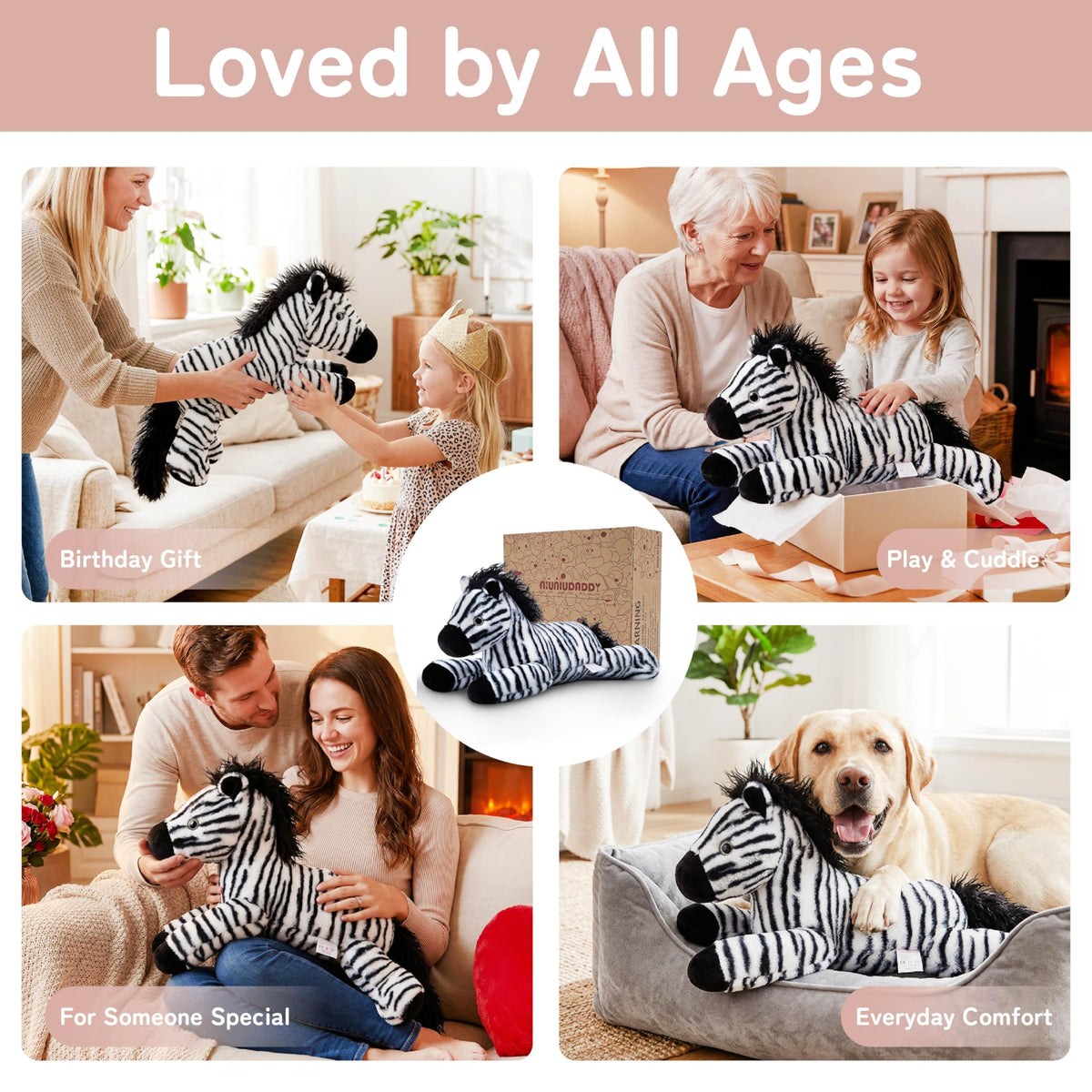Niuniu Daddy zebra plush is machine washable for easy care.