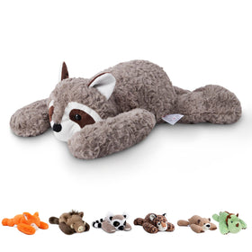 Niuniu Daddy raccoon weighted plush toy front view offers comforting hug-like pressure.