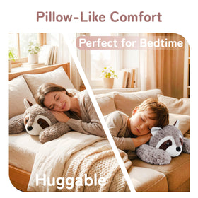 Niuniu Daddy raccoon weighted plush machine washable for easy hygiene.