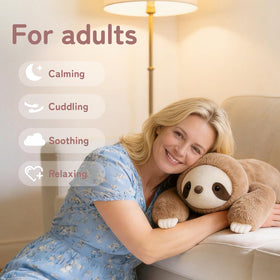 Niuniu Daddy weighted plush side view showing cuddle-ready design.