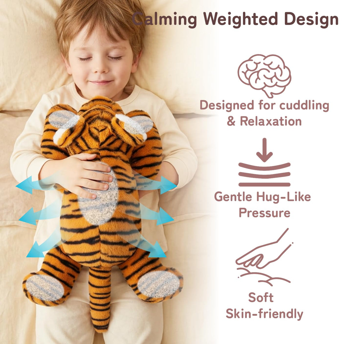 Child-friendly Niuniu Daddy Tiger ready for bedtime security and comfort.