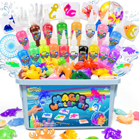NiuSphere Magic Water Elf Kit contents show 18 color gels and 16 molds for creative squishies