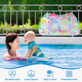 Niuyhe pool float storage net folded for compact off-season storage.