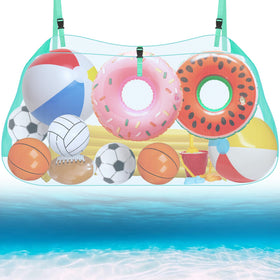 Niuyhe pool float storage net front view shows ample toy capacity.