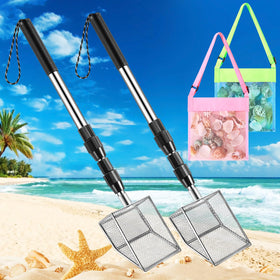 Niuyhe shark teeth sifter 4-pack in use on the beach