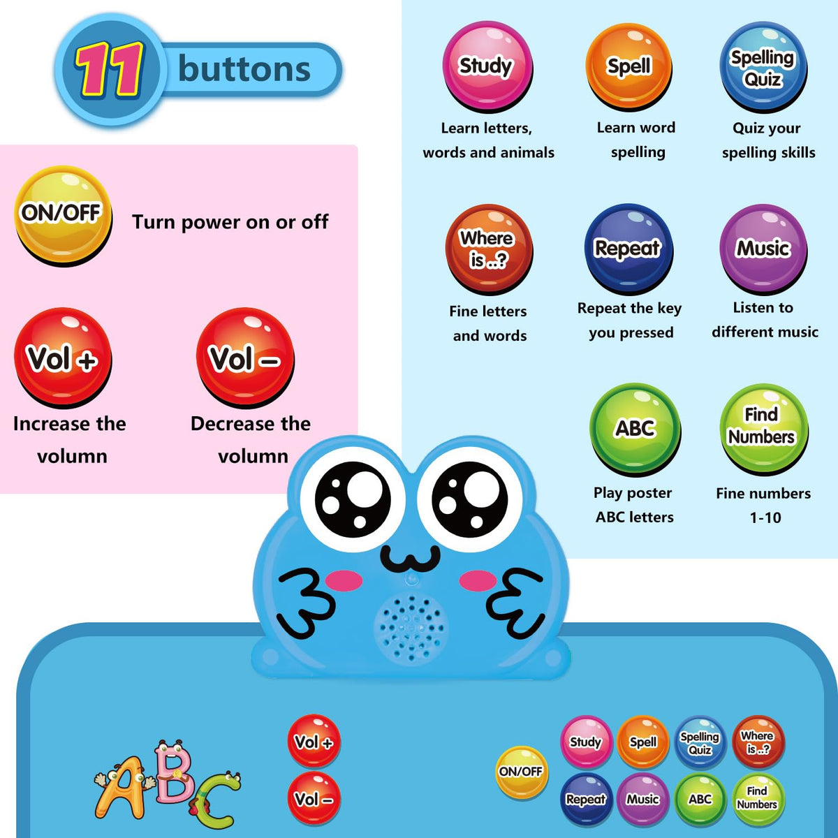 Niwoed colorful learning poster with songs and quizzes boosts memory