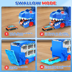 Niwoed Dinosaur Transport Truck mouth swallowing action captures kid's storytelling
