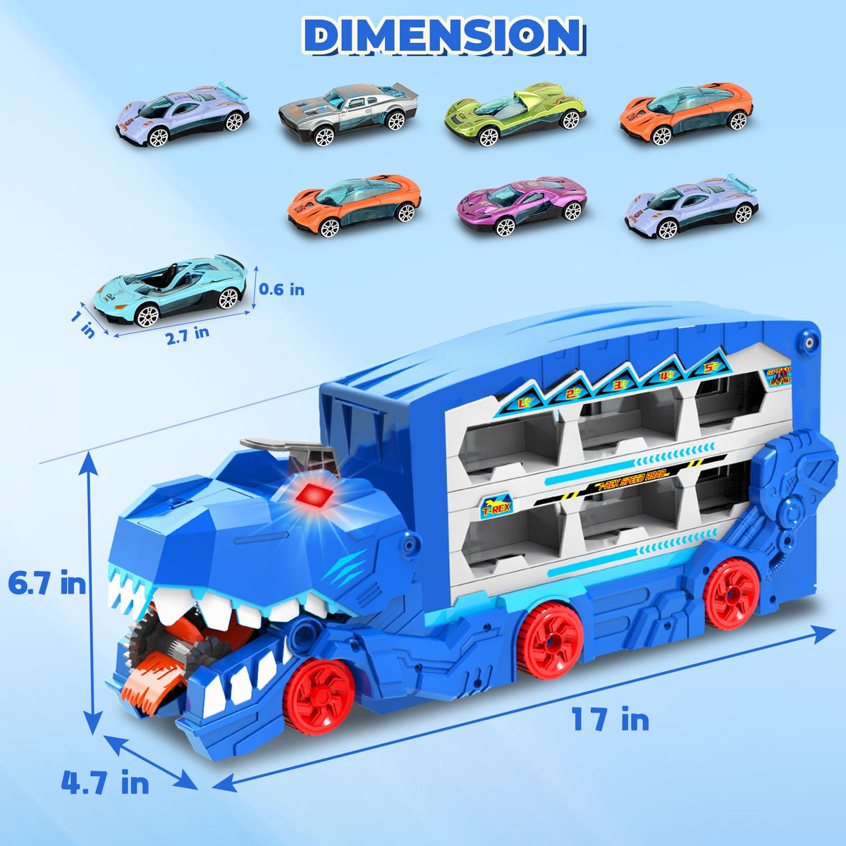 Niwoed Dinosaur Transport Truck portable storage keeps vehicles organized